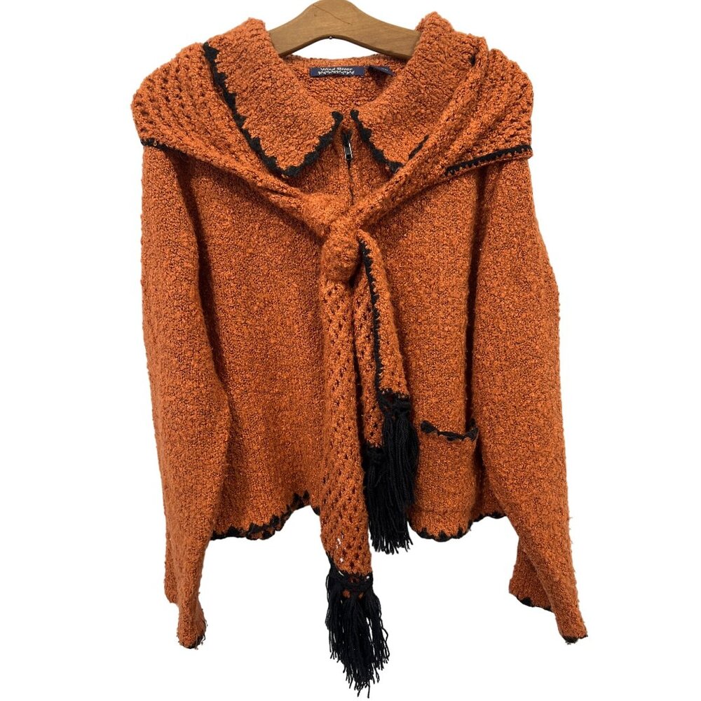 Wind River Zip Cardigan Size Medium Large Orange Boucle Cozy Knit Fall Winter
